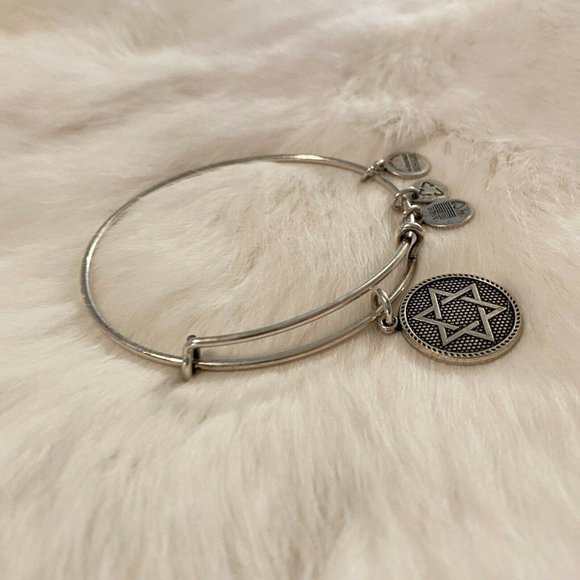 ALex and Ani Star of David Bangle Bracelet Silver Tone Metal Adjustable 6044 - Picture 8 of 12
